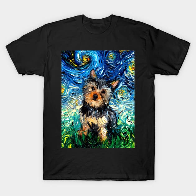 Yorkie Night T-Shirt by sagittariusgallery